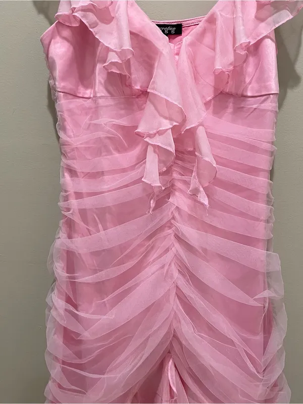 Generation Kiss Romantic Mini Dress Pink Ruched Ruffle Tulle Women’s Size Small - Image 7