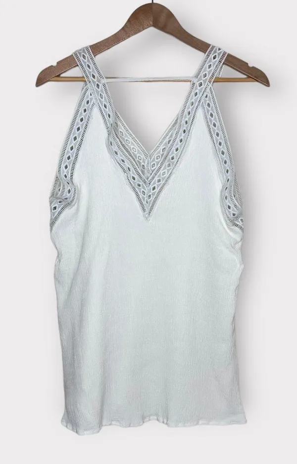 ASTR Embroidered Tunic Tank Top Ivory Size Large - Image 4