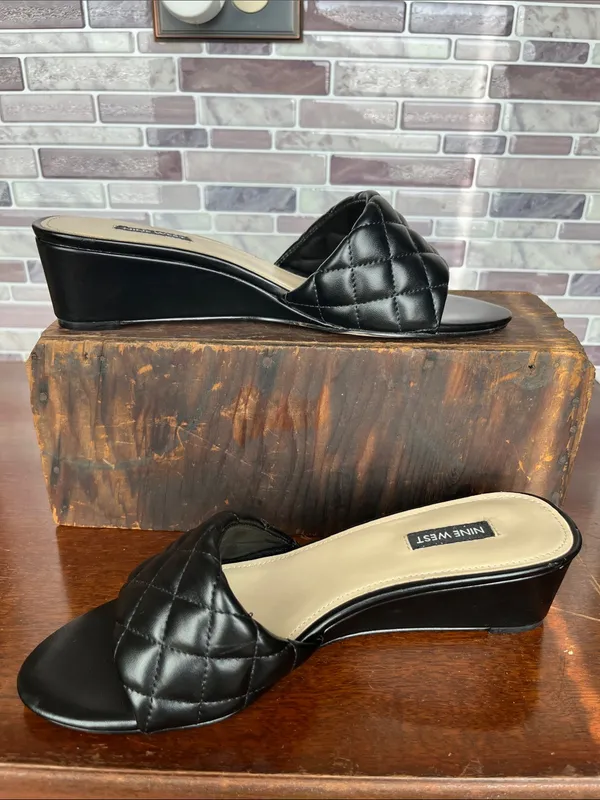Nine West Lancie3 Quilted Wedge Sandals - Image 2