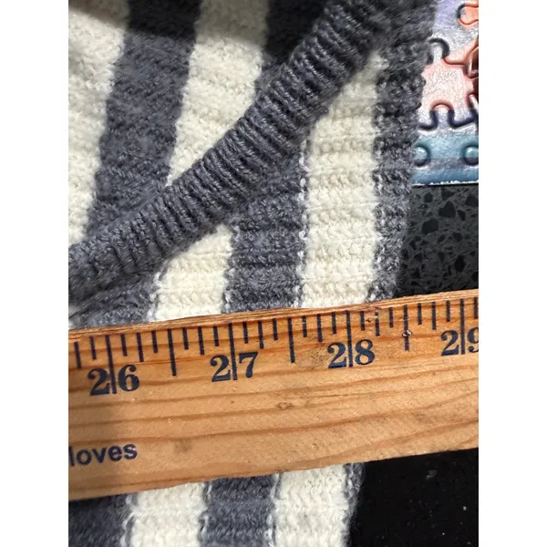 Free People Womens Grey‎ Cream Striped Wool Blend Popcorn Knit Sweater Vest M - Image 7