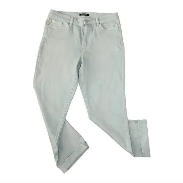 Lauren Ralph Lauren Jeans Blue Gray High Rise Premier Straight Ankle sz 10 - Image 4