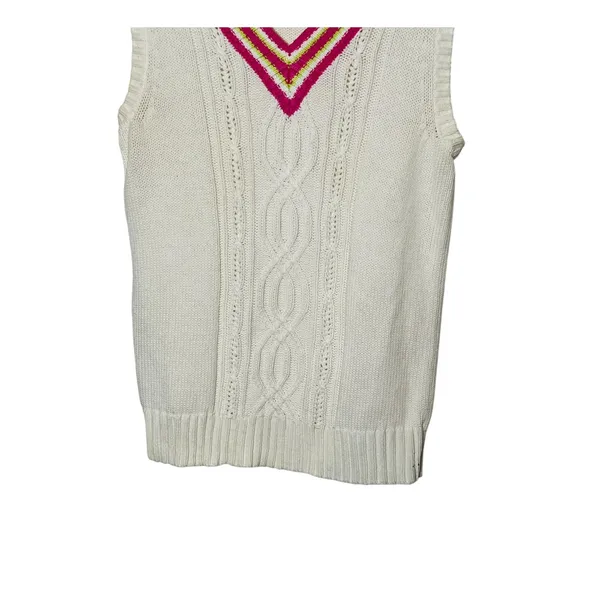 Liz Claiborne Sweater Vest Size S White Sleeveless V-Neck Preppy Vintage Y2K - Image 8