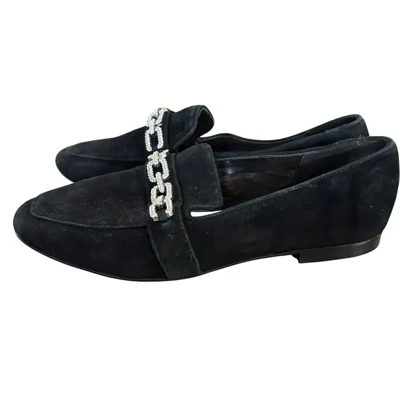 ALDO Embellished Suede Loafers Sz 8‎ Black Dressy - Image 4