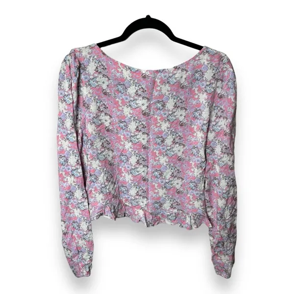 Abound Cinched Cinched Front Floral Blouse In‎ Pink Fade To Flower Haze Size M - Image 2