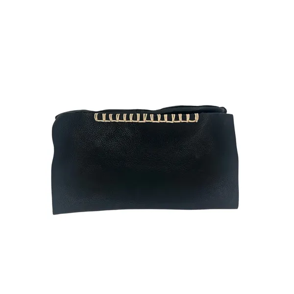 Anthropologie Black Leather Foldover‎ Clutch Bag - Image 5