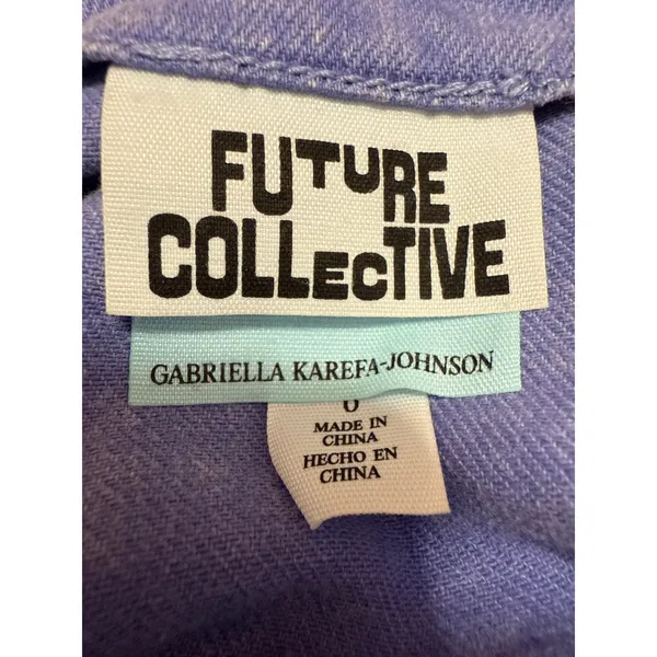 Future Collective Purple Sleeveless Slit Denim Jeans A Line Midi Dress Size 6 - Image 5