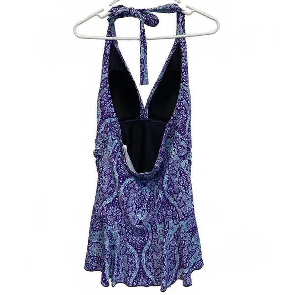 Sea & Sand Beachwear Violet Paisley Halter Swim Dress Plus Size 20W - Image 4
