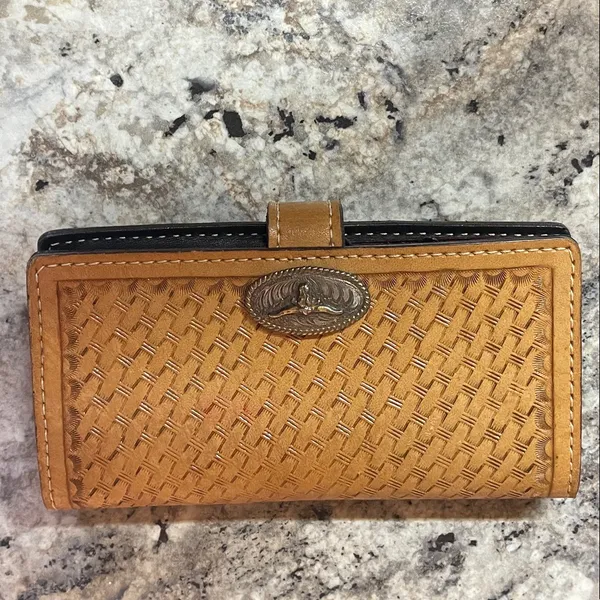 Western Tan and Black Woven Wallet - Image 6