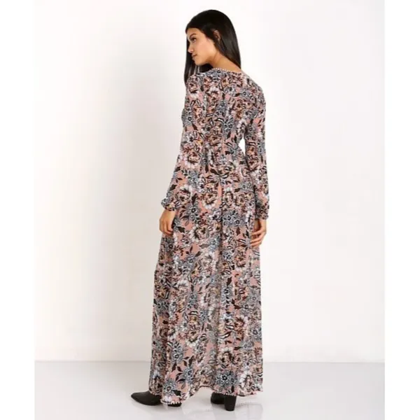 For‎ Love & Lemons Grace Maxi Dress in Nude Floral Size Small - Image 4