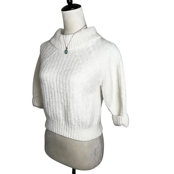 3.1 Phillip Lim Wool Alpaca Blend Cropped Mock Neck Sweater S | Quiet‎ Luxury - Image 4