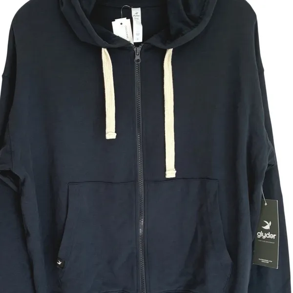 Glyder Vintage Oversized‎ Zip Up Hoodie Navy Blue Women Small NWT $88 PDP-6865 - Image 11