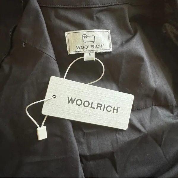 Woolrich black 100% cotton tied-waist poplin shirt dress NEW - Image 5
