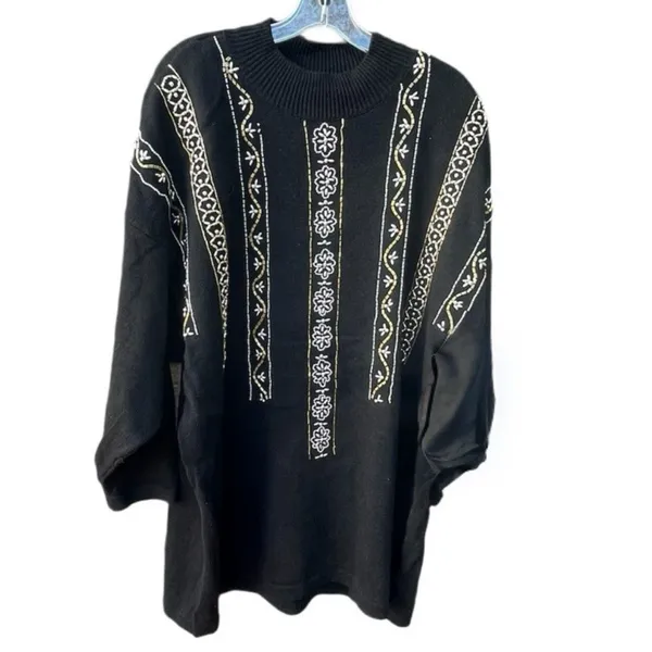 Vintage Victoria Jones size 4X gold silver ramie cotton sweater. - Image 3