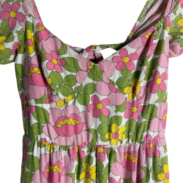 Show Me Your MuMu Cathy Pink Retro Floral Sweetheart Tie Back Puff Maxi Dress M - Image 10