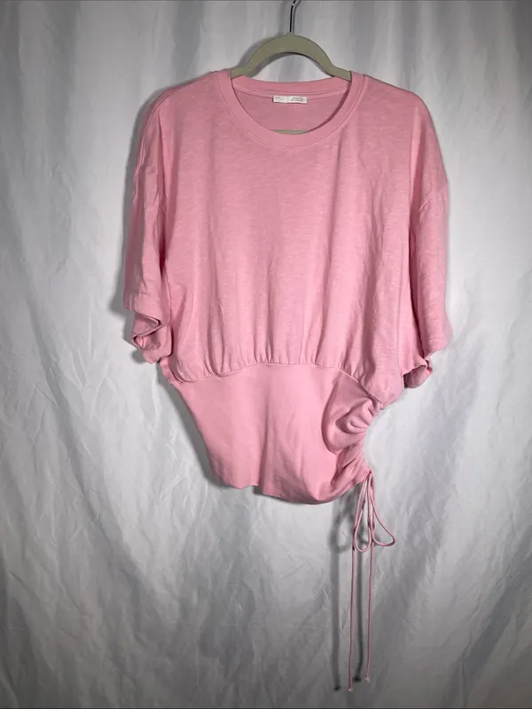 Zara Womens Pink Slub Knit Top Blouse Large 4174/345/620/L - Image 2