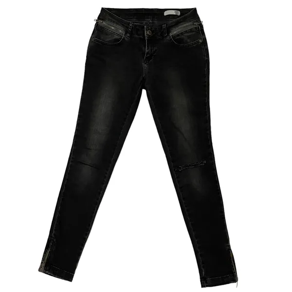 Anine Bing Double Zipper Skinny Jeans - Charcoal - 26 - Image 9