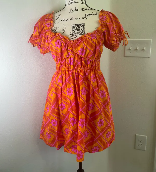 Show me Your Mumu x Barbie Mini dress Sz XS Hot pink /Orange - Image 15