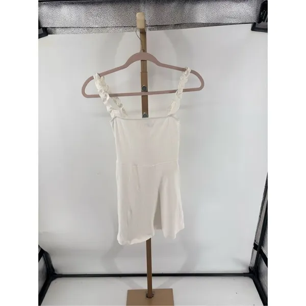 Aritzia Sunday Best White Ribbed Ruffle Strap Mini Dress Size XS - Image 8