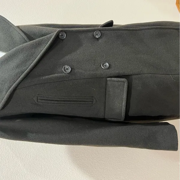 Vince Camuto Dark Olive Green Double Breasted Wool Blend Peacoat Coat Sz Medium - Image 7