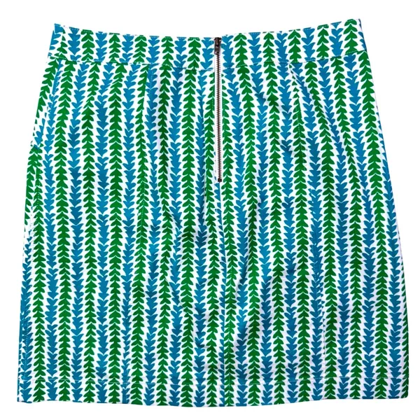 Boden Womens Skirt Blue Green Leaf Print A-Line Zip Size 6R - Image 6