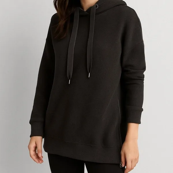 Aerie Womens Hoodie Charcoal Gray Side Zip Oversized Extra Small - Image 2