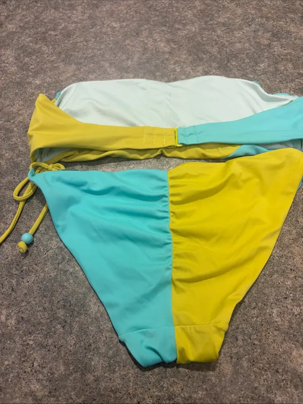 Victoria's Secret Teal & Yellow Colorblock Bikini Set - Image 2