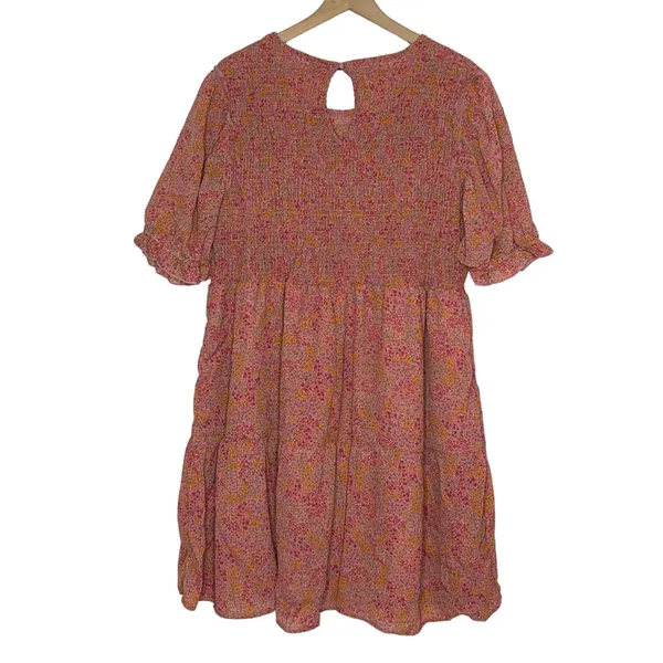 NEW‎ Wild Fable Pink Floral Smocked Dress Plus Size 1X Short Sleeve NWT - Image 3