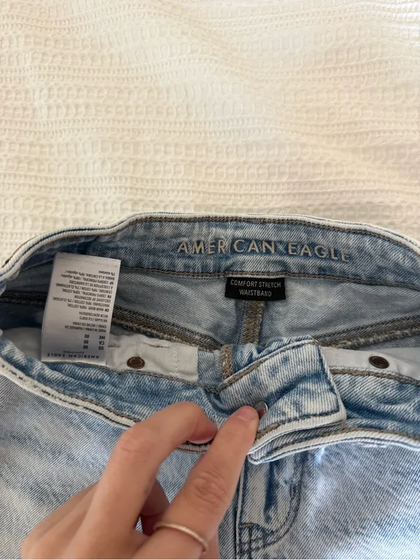 American Eagle Outfitters Light Wash Ripped Denim Shorts - Image 2