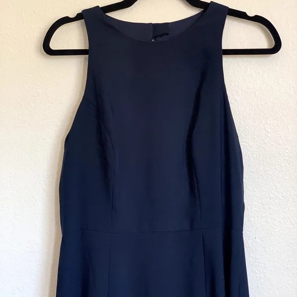 NWT Dessy Collection Diamond Cutout Back Trumpet‎ Gown Slit in Midnight Navy - Image 6