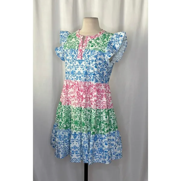 ROLLER‎ RABBIT Aitona Pippa Dress Tiered Tropical Floral Jungle Print Small - Image 6