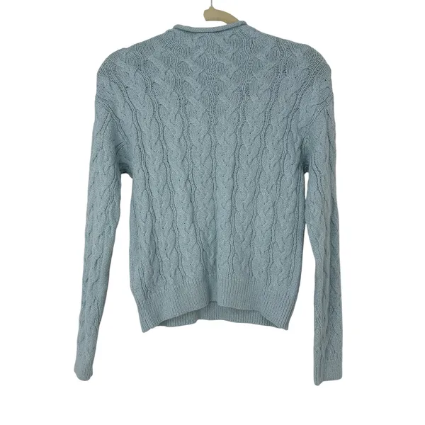 J.Crew Women’s Cable Knit Roll Neck Sweater Light Blue Size Small Cotton Blend - Image 2