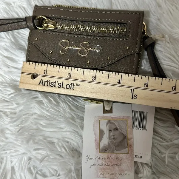Jessica Simpson Marissa Faux Leather Fold Over Card Wallet Color Mink NWT - Image 8