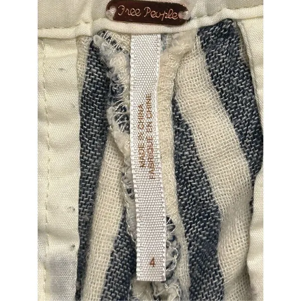 Free People FP Womens Night Moves Shorts Stripe Cotton Blue White Nautical Sz 4 - Image 4