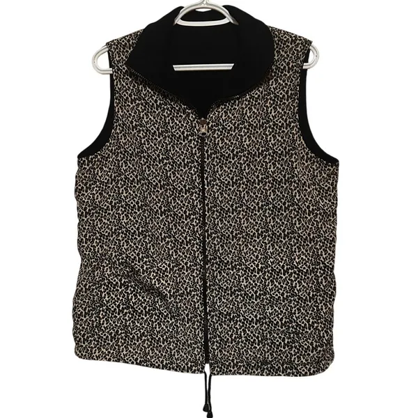 Reversible Vest Women's Black Side/Animal Print Side with‎ Pockets Size Unknown - Image 3