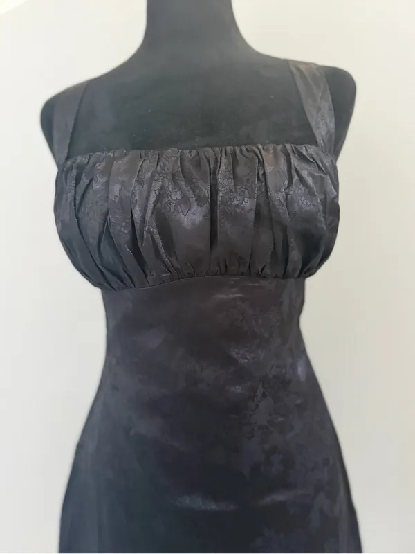 Lulus Exquisite Outlook Black Floral Jacquard Satin Lace-Up Mini Dress - Image 4
