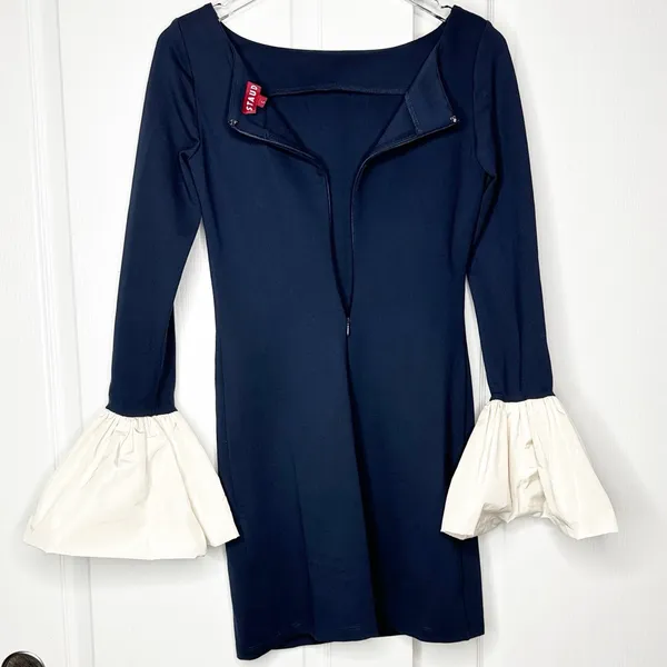 NWOT STAUD Hawthorne Dress in Navy Ivory Size Small - Image 8
