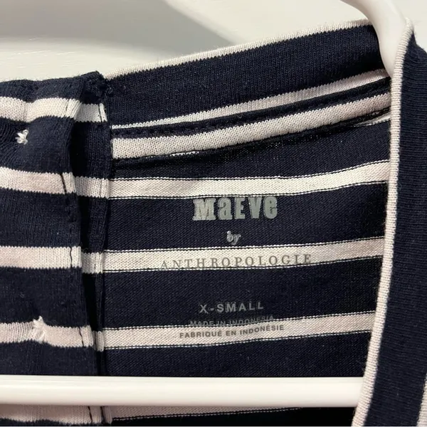 Maeve By Anthropologie Navy Blue & White Stripe Top NWT - Image 4