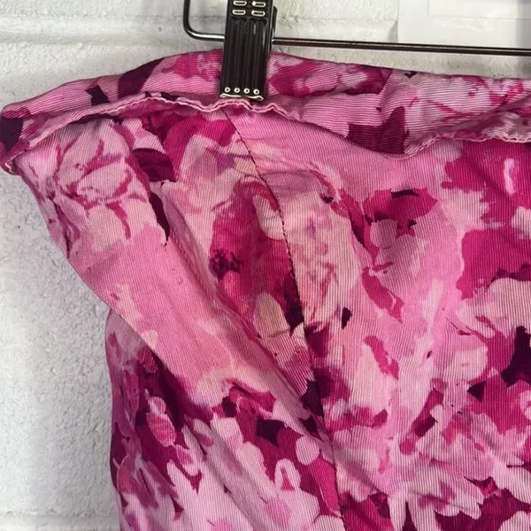 Monique Lhuillier RTR Floral Faille Dress sz 8 Strapless Fushia Cut out Back - Image 5