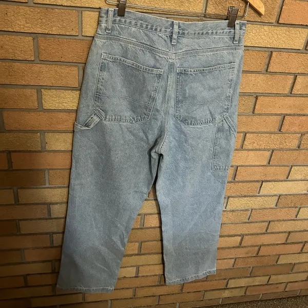 TOPSHOP Straight Leg High Rise Jeans In Bleach Wash-Blues Women’s Size 30x30 - Image 4
