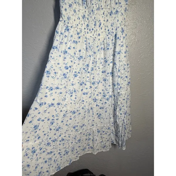 Aeropostale Babydoll Midi Dress Smocked Floral Milkmaid Fairy Garden Whimsy XL - Image 4
