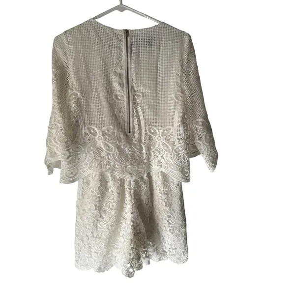 Muse‎ White Lace Overlay Romper Size 2 Kentucky Derby Boho Cottagecore - Image 2