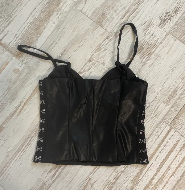 Black Leather Corset Top Size XS - Image 2