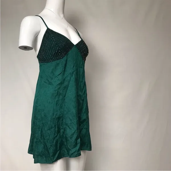 Free People Emerald Green Mini Slip‎ Dress Size Medium - Image 2