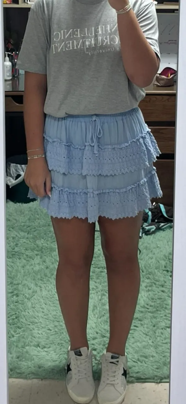 Blue Ruffled Mini Skirt Size M - Image 3