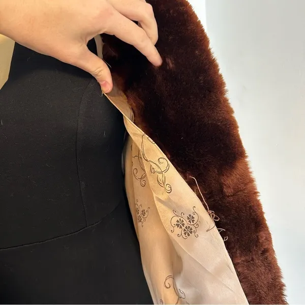 Vintage Julius Lewis Memphis Faux Fur Jacket Brown Shawl Collar Coat‎ Womens - Image 5