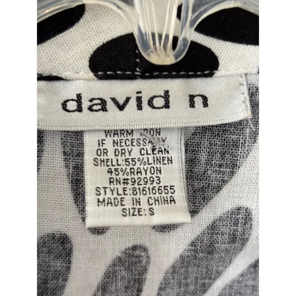 David N Womens Black White Polka Dot Linen Blend Peplum Blazer‎ Jacket Size S - Image 2
