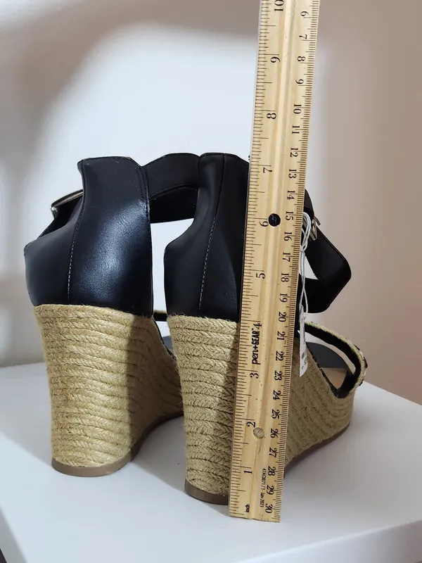Christian Siriano Black White Boho Espadrille Wedge Sandals Size 11 NWOT Flaw - Image 10