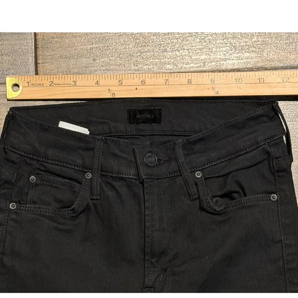 Mother The Mid Rise Dazzler Ankle Jeans‎ Not Guilty Black Raw Hem Straight SZ 23 - Image 7