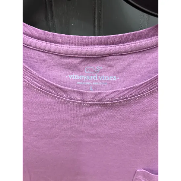 Vineyard Vines Womens Purple Flamingo Whale Logo Pocket T-Shirt Size L Short Slv - Image 3