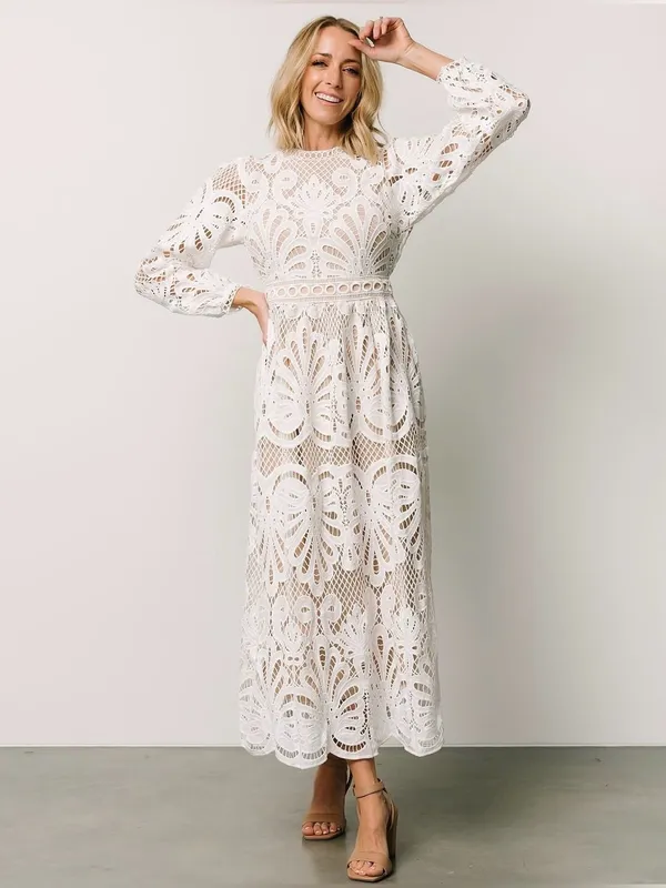 NWT Baltic Born Eldora Lace Midi Dress M Off White Long Sleeve Bridal Wedding - Image 9